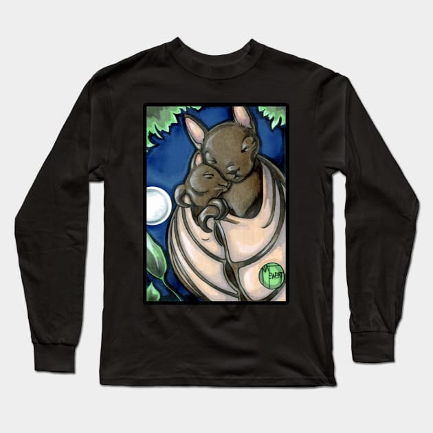 Bat Mother and Child Long Sleeve T-Shirt by Nat Ewert Art